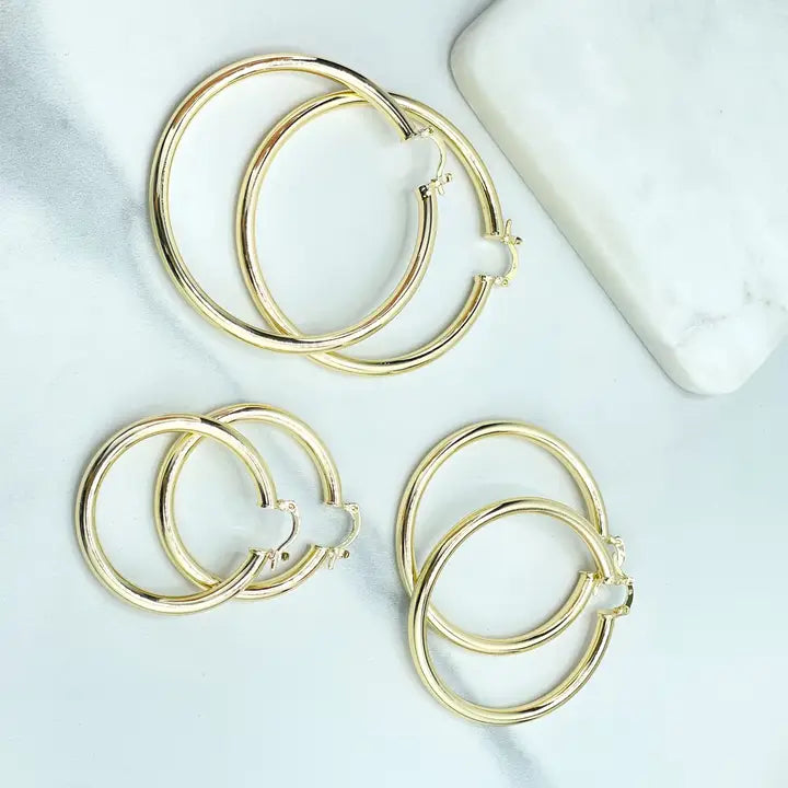 18 Karat Gold Plated Hoop Earrings