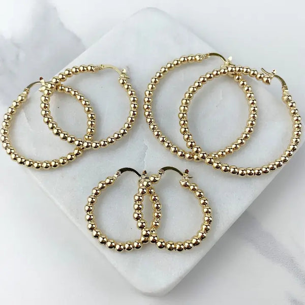 18 Gold Plated Bead Earrings
