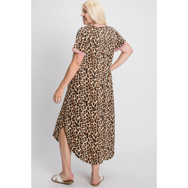 Leopard Print Fashion Dress (Plus Size)