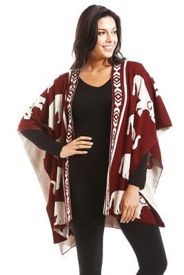 Reversible Large Elephant Print Shawl