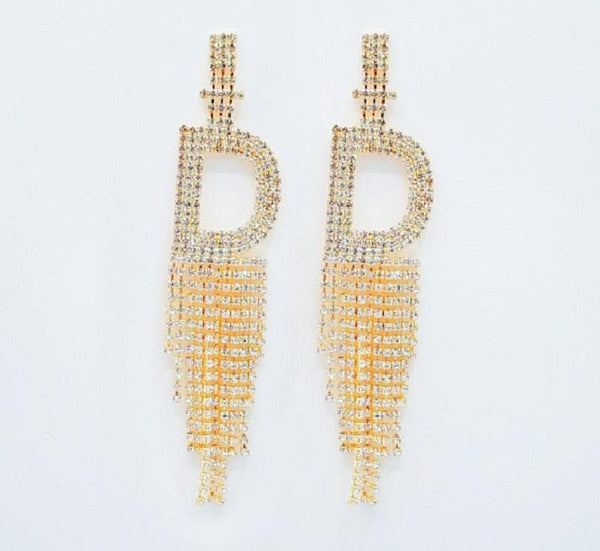 Personalized Fashion Gold Earrings with Clear Stones