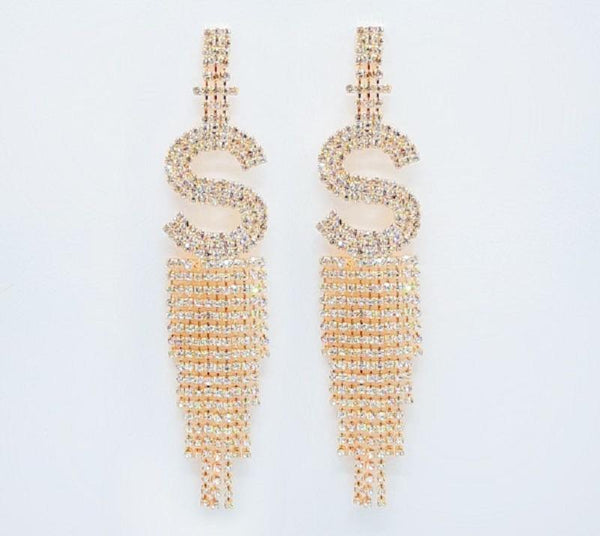 Personalized Fashion Gold Earrings with Clear Stones
