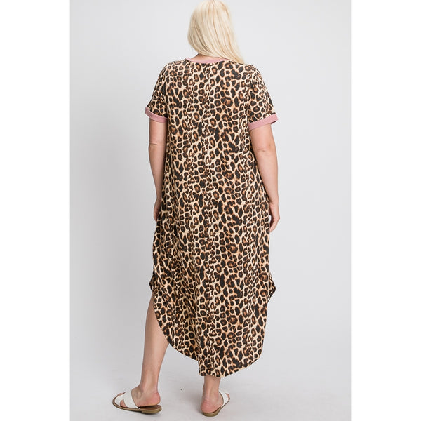 Leopard Print Fashion Dress (Plus Size)