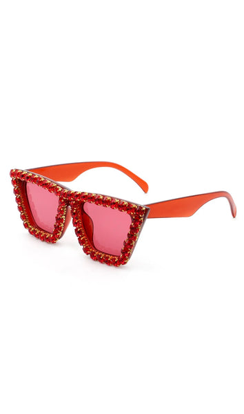 Retro Square Rhinestone Fashion Sunglasses