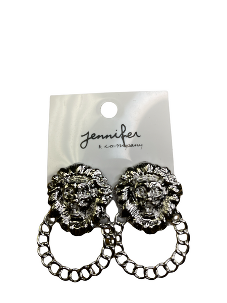 Silver/Gold Lion Fashion Earrings