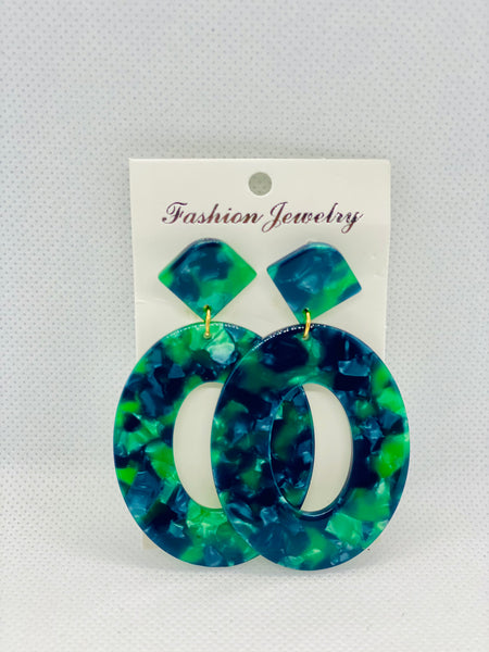 Multi-Green Fashion Earrings