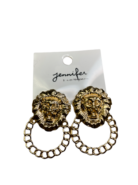 Silver/Gold Lion Fashion Earrings