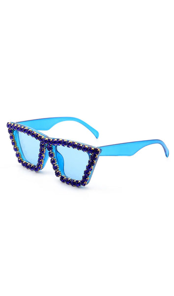 Retro Square Rhinestone Fashion Sunglasses