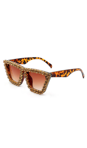 Retro Square Rhinestone Fashion Sunglasses