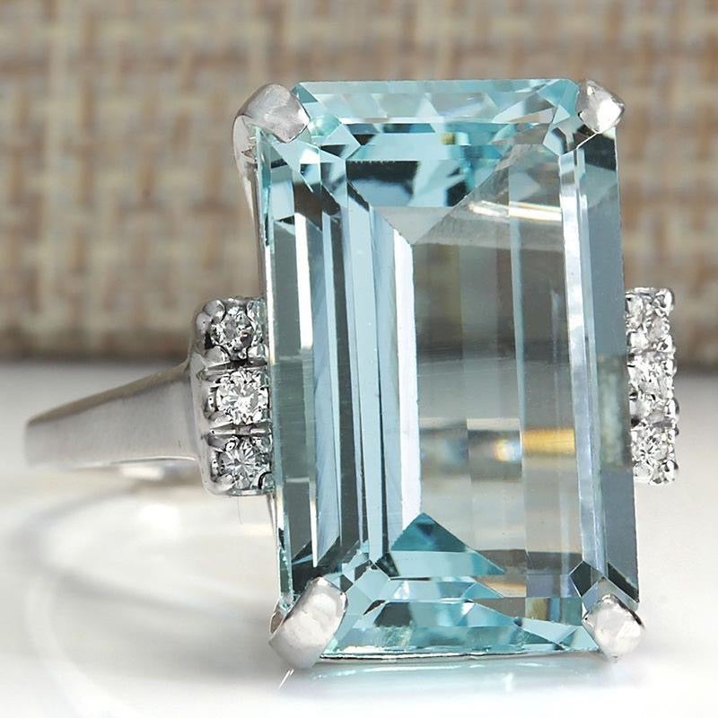 Aqua Blue Diamond Ring