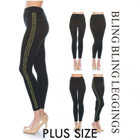 Stretch Leggings with Diamond Studs (Plus Size)