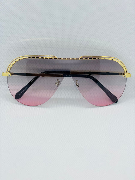 Fashion Sunglasses with Gold Trim Frame