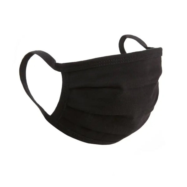 Black Pleated Cotton Fabric Masks (Black)