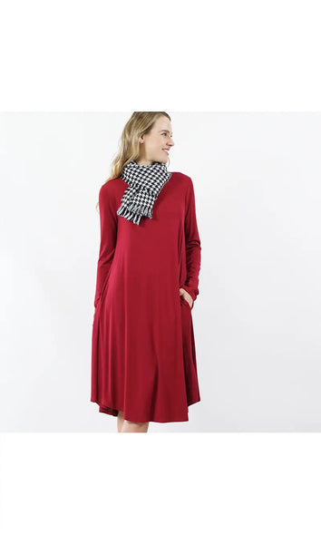 Fashion Side-Pocket Signature Dress (Cabernet)