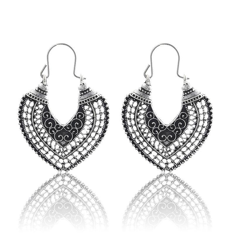 Bohemian Style Silver Earring Set