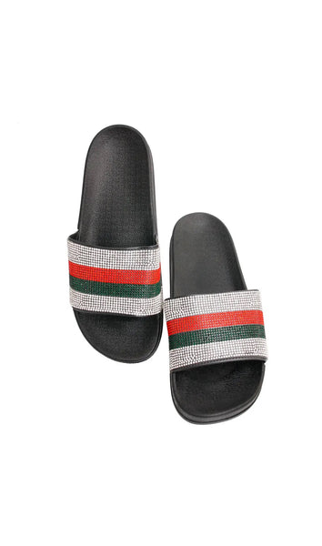 Designer Inspired Black Fashion Slides