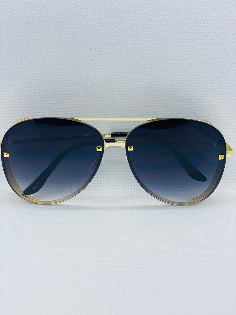 Fashion Tinted Sunglasses with Gold Trim