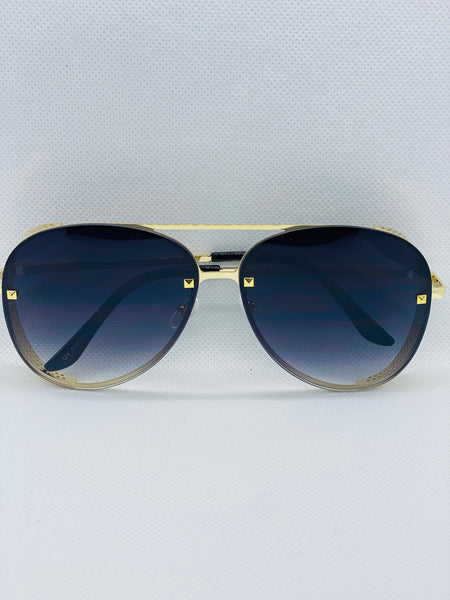 Fashion Tinted Sunglasses with Gold Trim